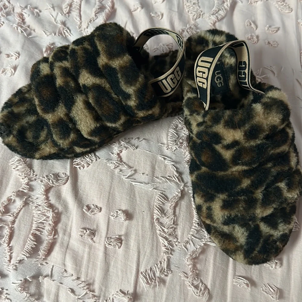 Size 4 leopard print slip ons.